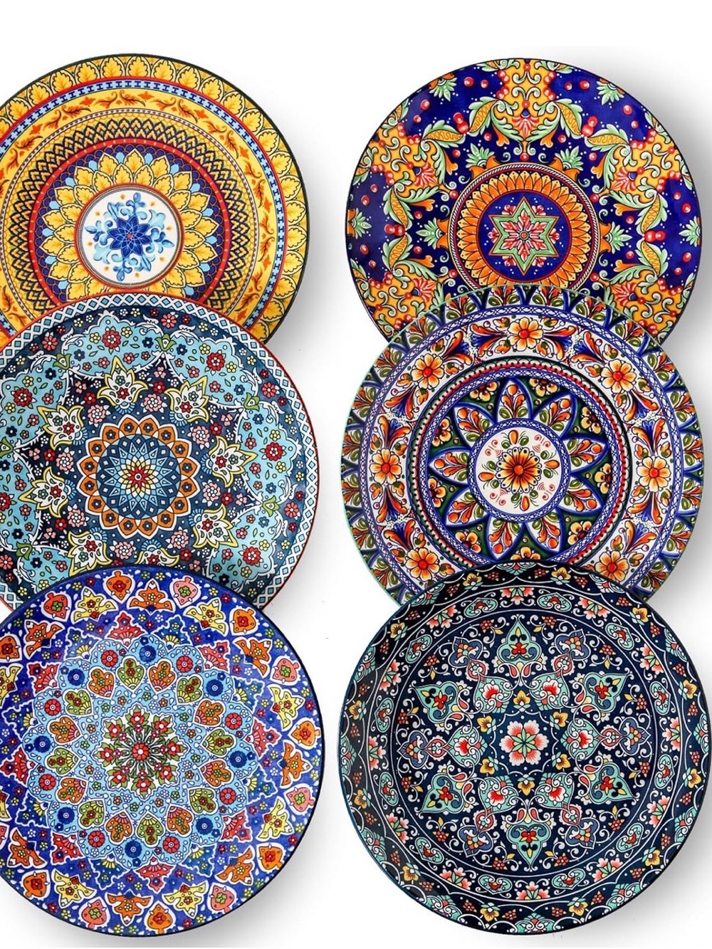 Boho Dinner Ceramic Plates - Intricate Mandala Patterns